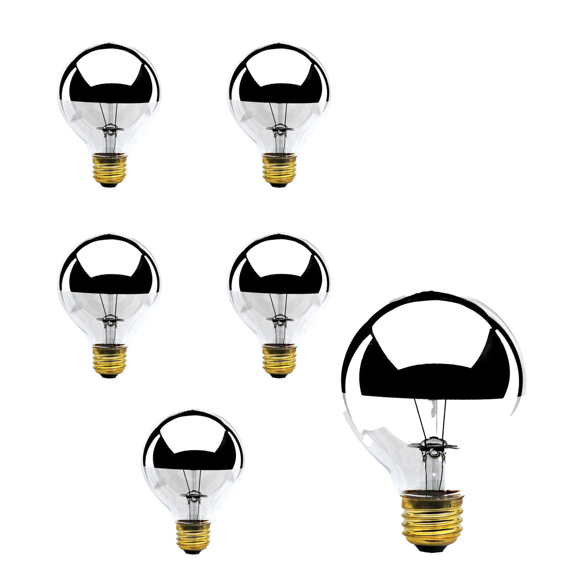 Bulbrite Pack of (6) 100 Watt Dimmable Half Chrome G25 Medium Screw (E26) Incandescent Light Bulb