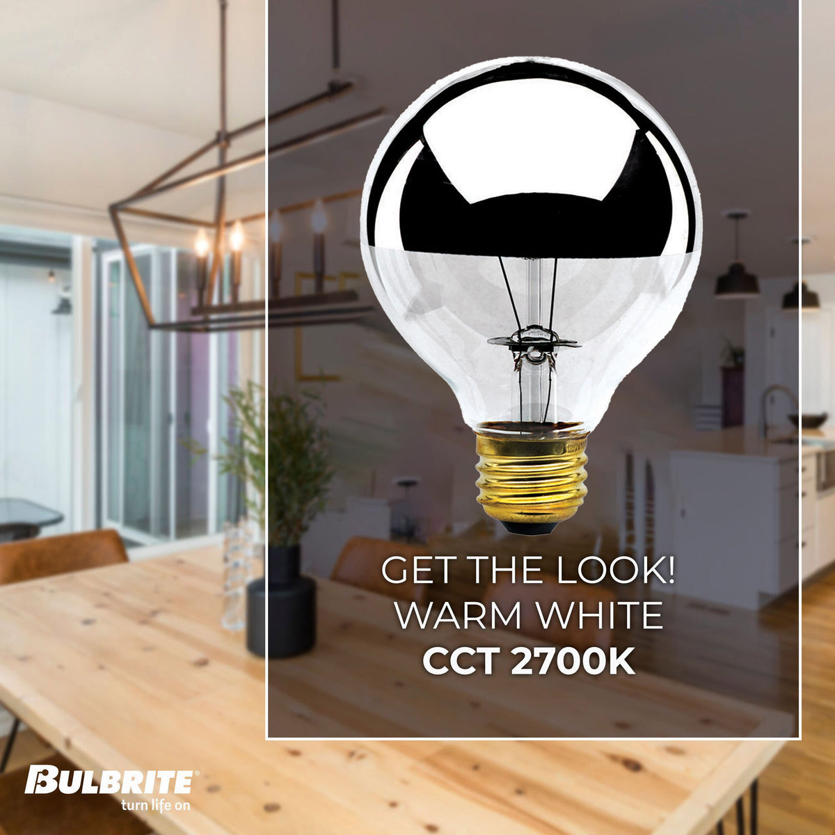 Bulbrite 100W Dimmable Half Chrome G25 E26 Medium BaseIncandescent Light Bulb, 6-Pack