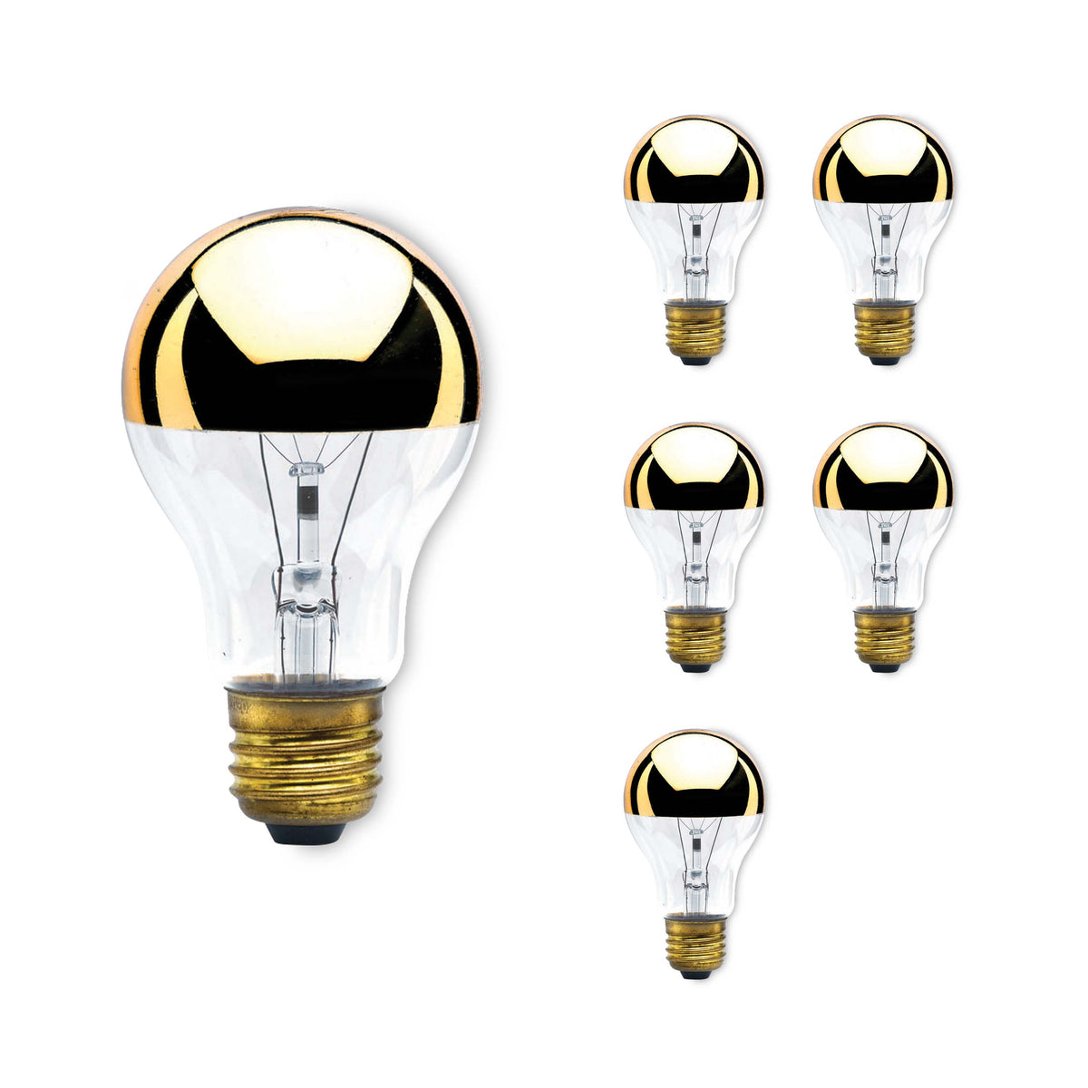 Bulbrite Pack of (6) 60 Watt Dimmable Half Chrome G25 Incandescent Light Bulbs with Medium (E26) Base, 2700K Warm White Light