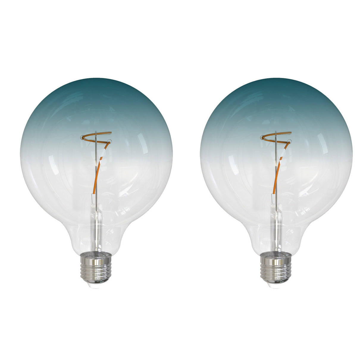 Bulbrite LED Filament Pack of (2) 4.5 Watt Dimmable G40 Light Bulb with Clear/Blue Glass Finish and Medium (E26) Base - 3000K (Soft White Light), 200 Lumens