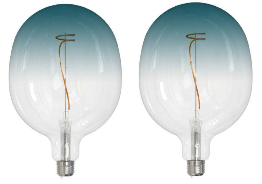 Bulbrite LED Filament Pack of (2) 4.5 Watt Dimmable C53 Light Bulb with Clear/Blue Glass Finish and Medium (E26) Base - 3000K (Soft White Light), 200 Lumens