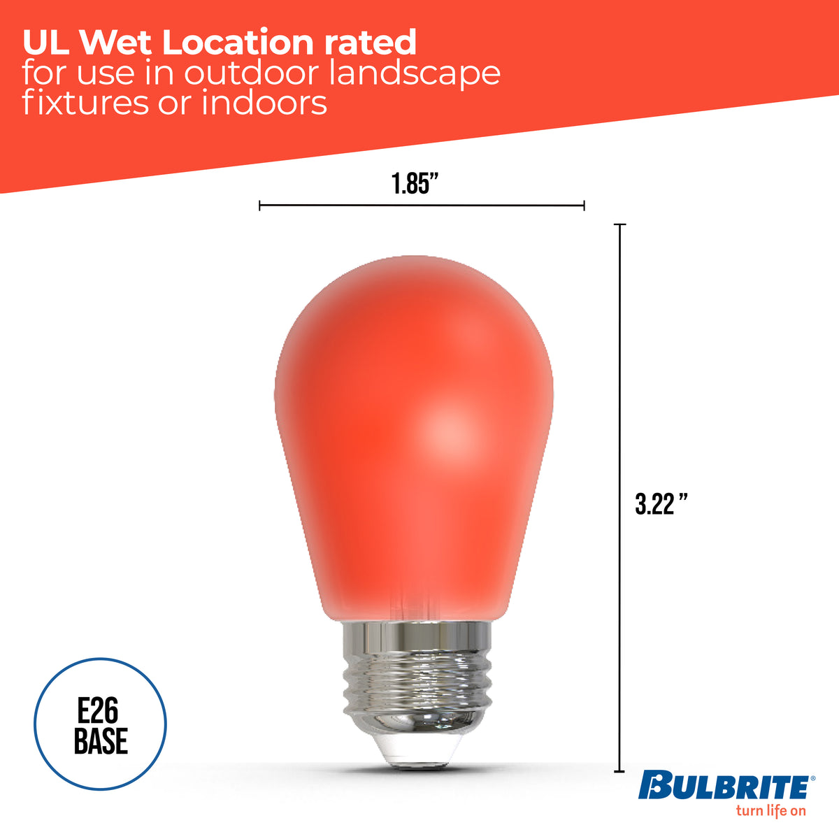 Bulbrite S14 Colored LED Light Bulb, 2.5W, 25W Equivalent, E26 Base, Ceramic Red Finish, Dimmable, 10-Pack