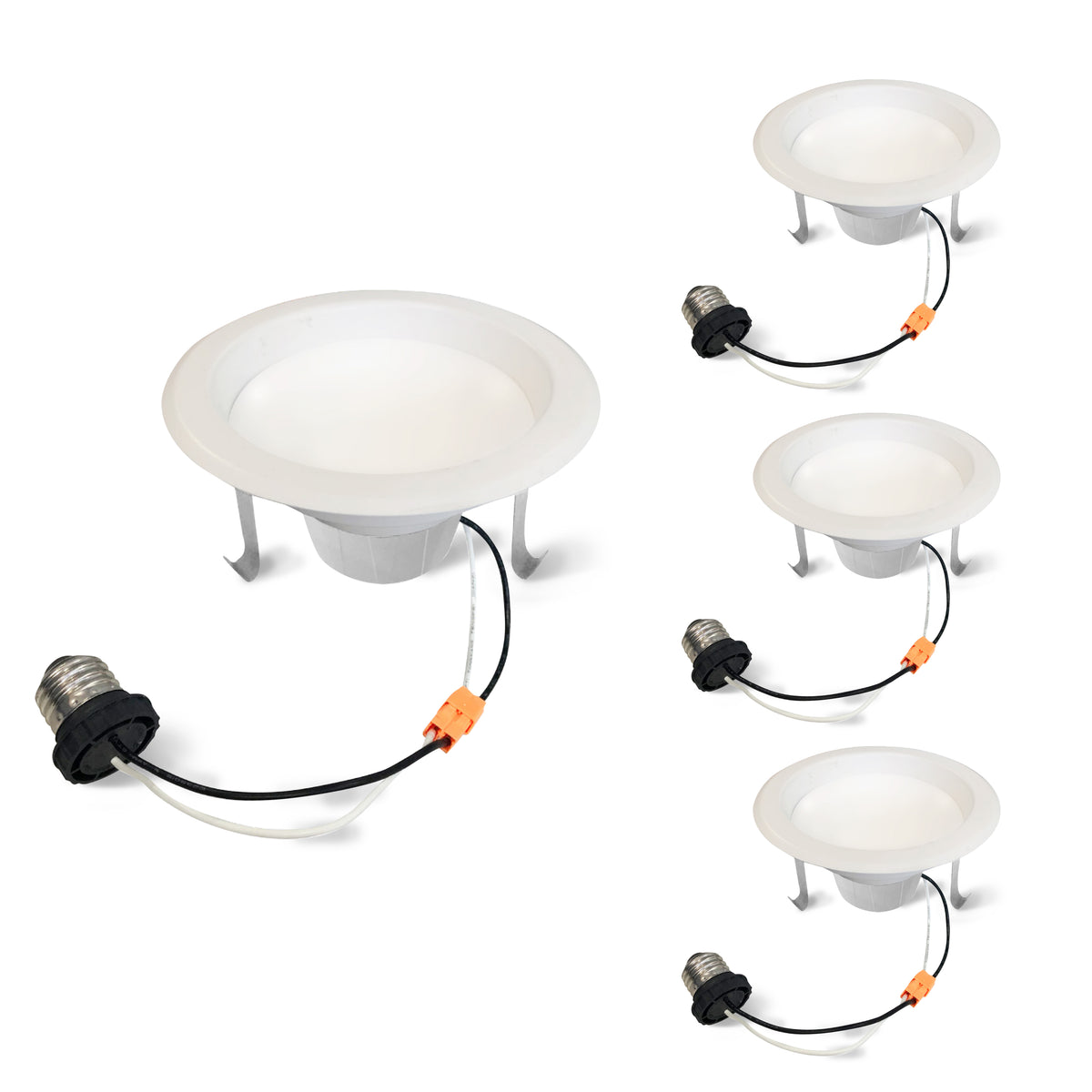 Bulbrite Pack of (4) 12 Watt 4" Integrated LED Recessed Downlight with E26 Quick Connect Adapter, 4000K Cool White Light, 1100 Lumens