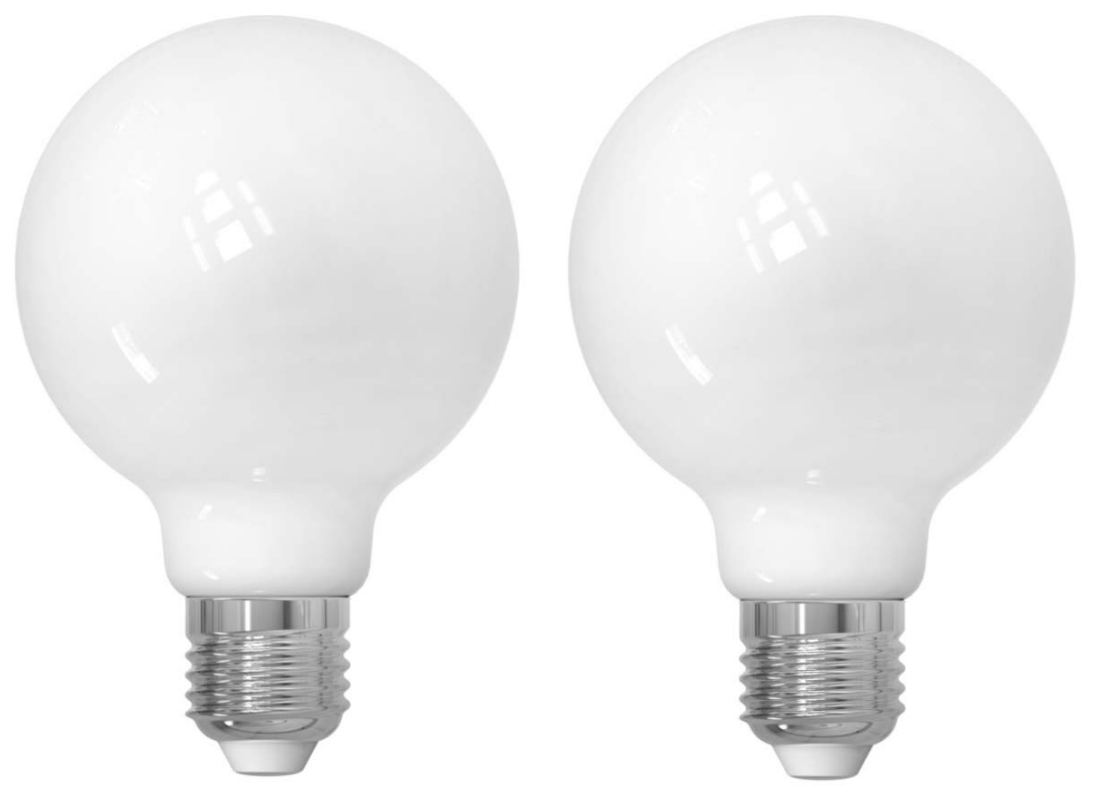 Bulbrite LED Filament Pack of (2) 8.5 Watt Dimmable G25 Light Bulb with a Milky Finish and Medium Screw (E26) Base - 3000K (Soft White Light), 800 Lumens