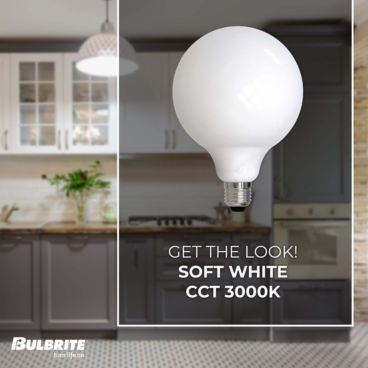 Bulbrite LED 8.5W Dimmable G40 Light Bulb with a Milky Finish and a Medium Screw E26 – 3000K Soft White Light 800 lumens, 4-Pack