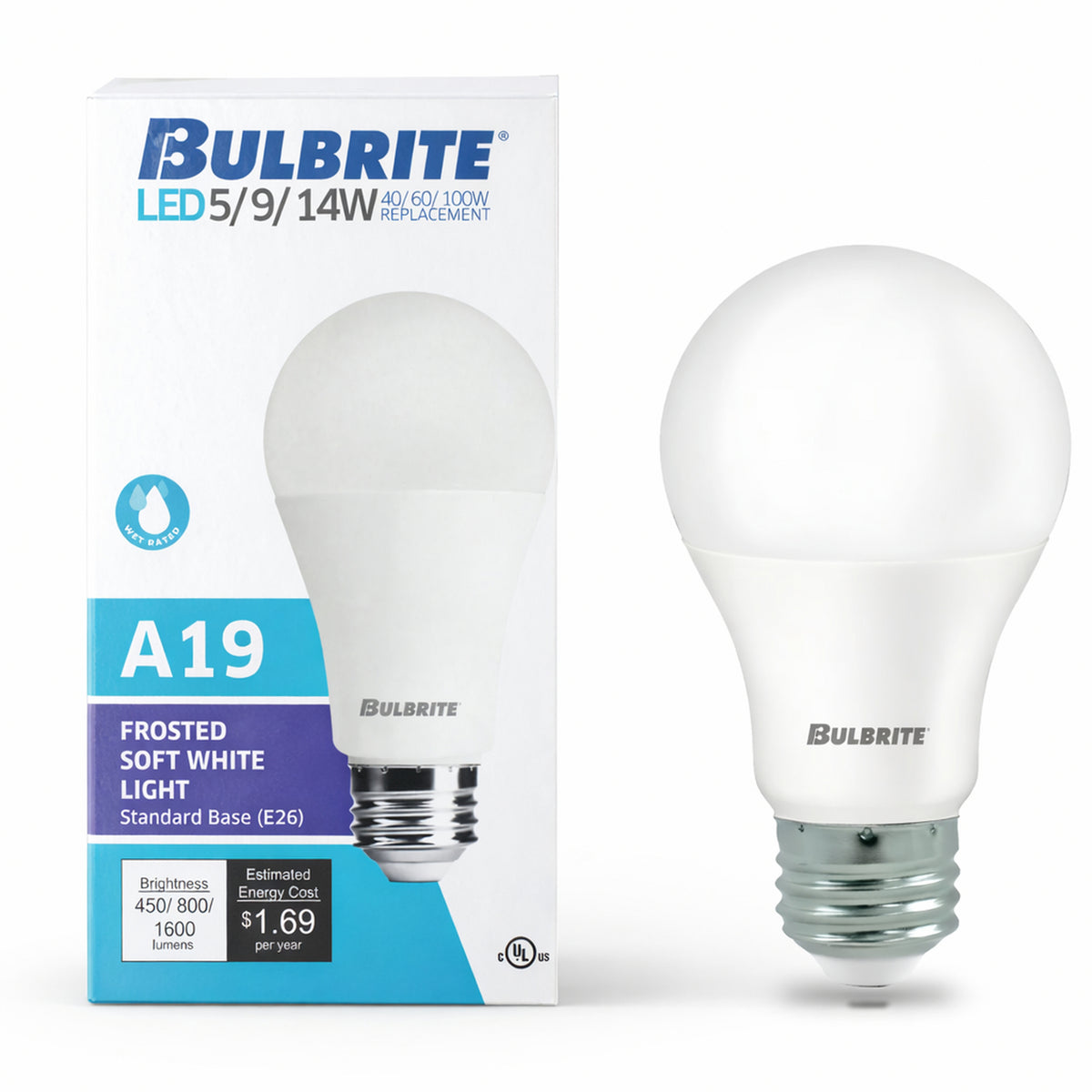 Bulbrite LED Filament 5/9/14W Non – Dimmable A21 Omni – Directional Light Bulbs with Frost Finish and E26 Medium Base – 3000K Soft White Light, 450/800/1600 Lumens, 4-Pack