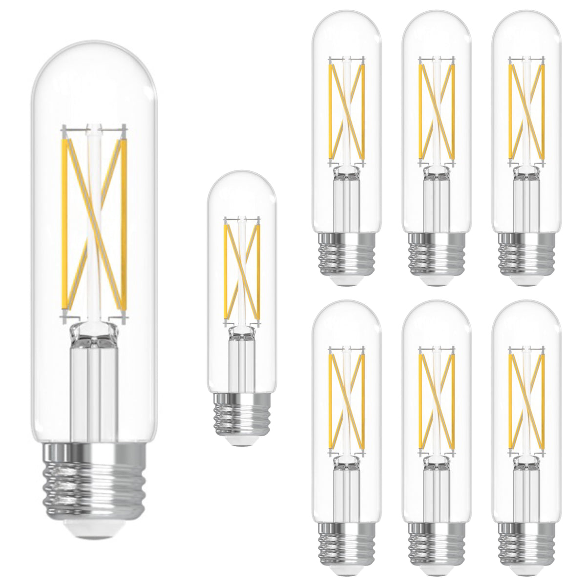 Bulbrite Pack of (8) 5.1 Watt Dimmable Clear Filament T9 Medium (E26) LED Bulb - 500 Lumens, 2700K, and 80 CRI