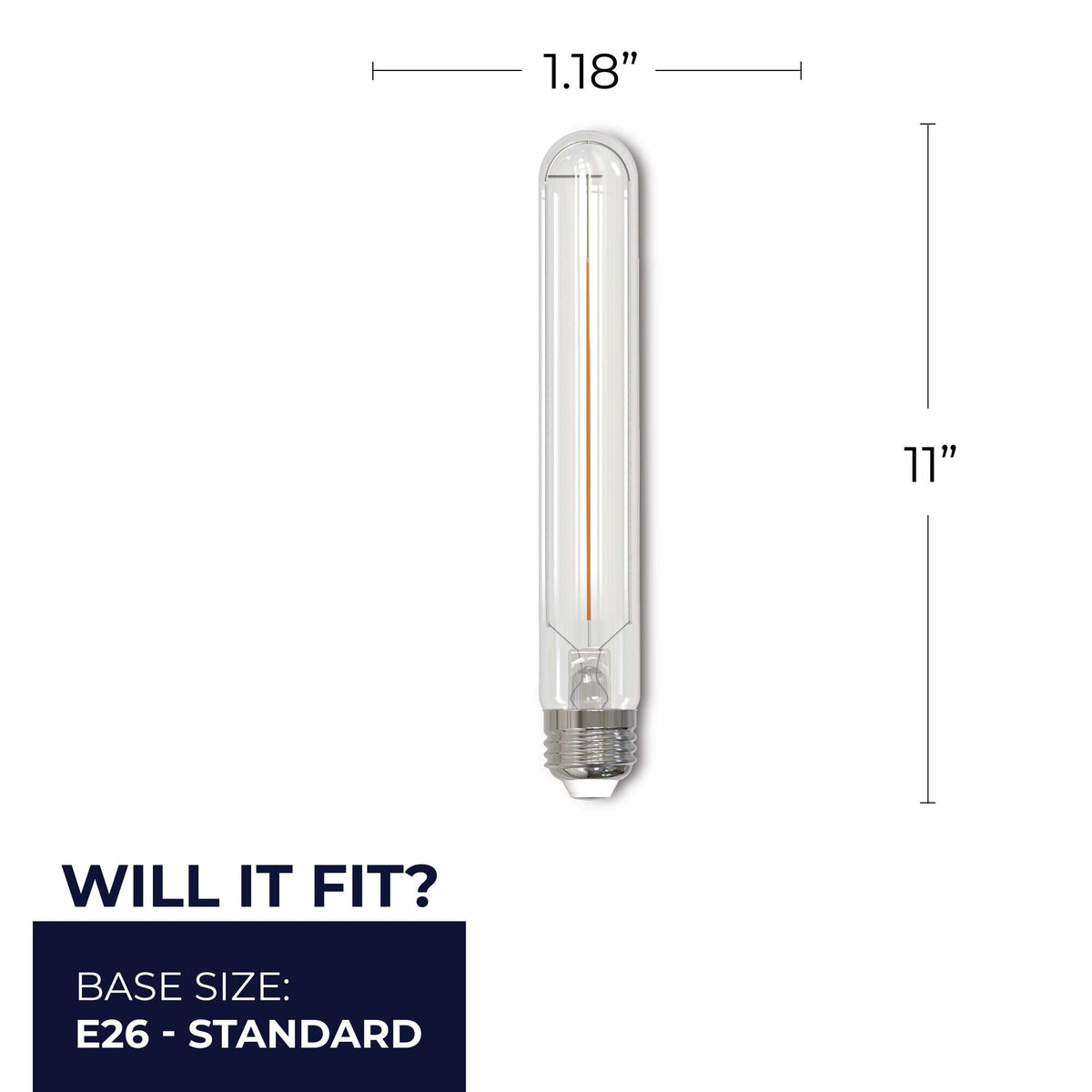 Bulbrite LED Filament 5W Dimmable 11 Inch T9 Light Bulb with Clear Glass Finish and E26 Medium Base – 2700K Warm White Light, 350 Lumens, 4-Pack