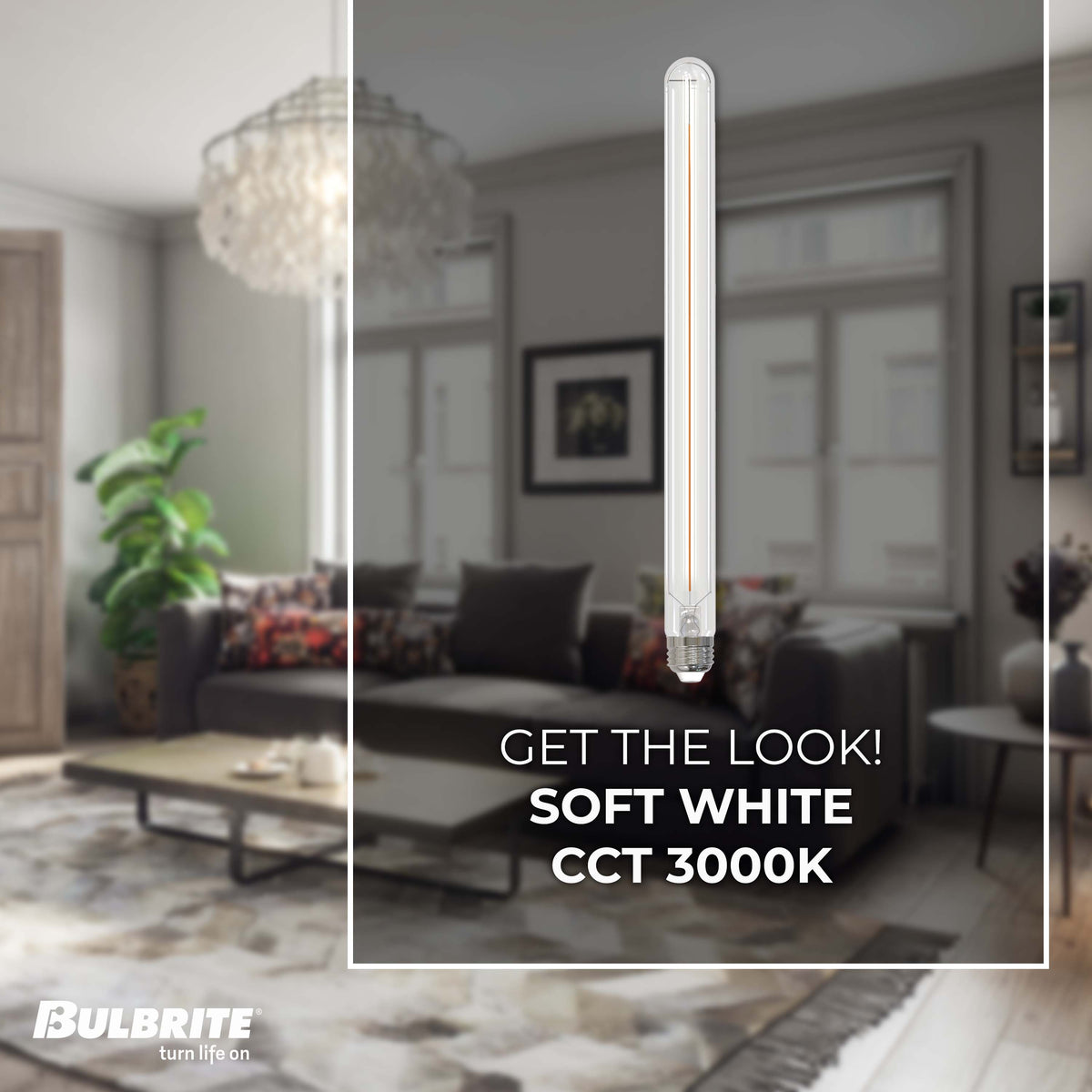 Bulbrite LED 5W Dimmable T9 15" Light Bulb with a Clear Finish and a Medium Screw E26 – 3000K Soft White Light 400 lumens, 3-Pack