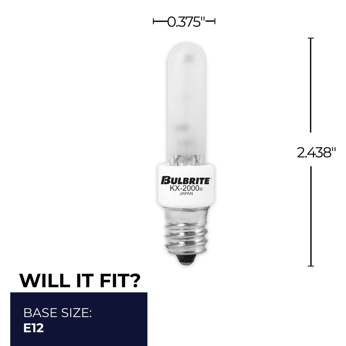 Bulbrite 40W Dimmable T3 Krypton/Xenon Light Bulbs with Frost Glass Finish and E12 Candelabra Base, 560 Lumens, 4-Pack