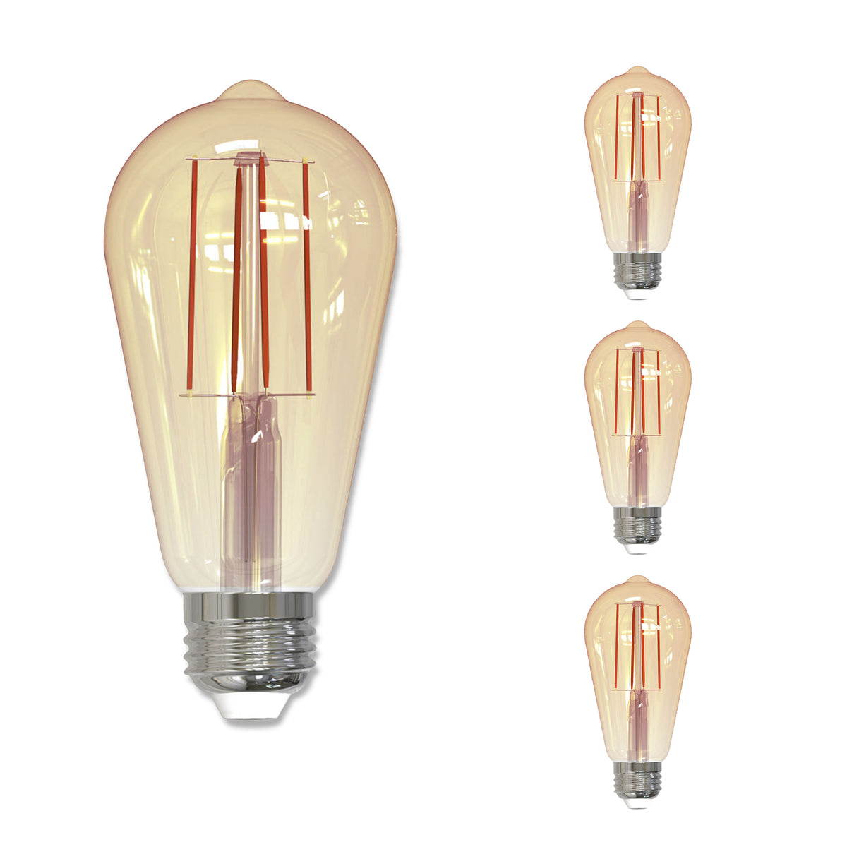 Bulbrite LED Filament Pack of (4) 5 Watt Dimmable ST18 Light Bulbs with Antique  Glass Finish and Medium (E26) Base - 2200K (Warm Amber Light), 450 Lumens