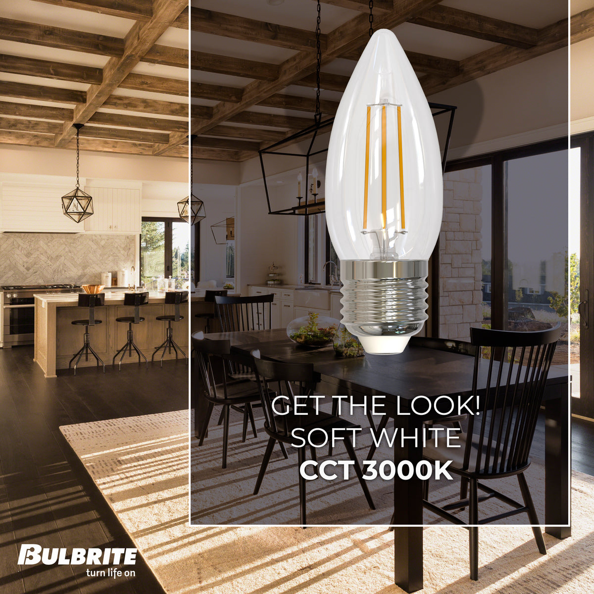 Bulbrite LED 5.5W Dimmable B11 Light Bulb with a Clear Finish and a Medium Screw E26 – 3000K Soft White Light 500 lumens, 3-Pack