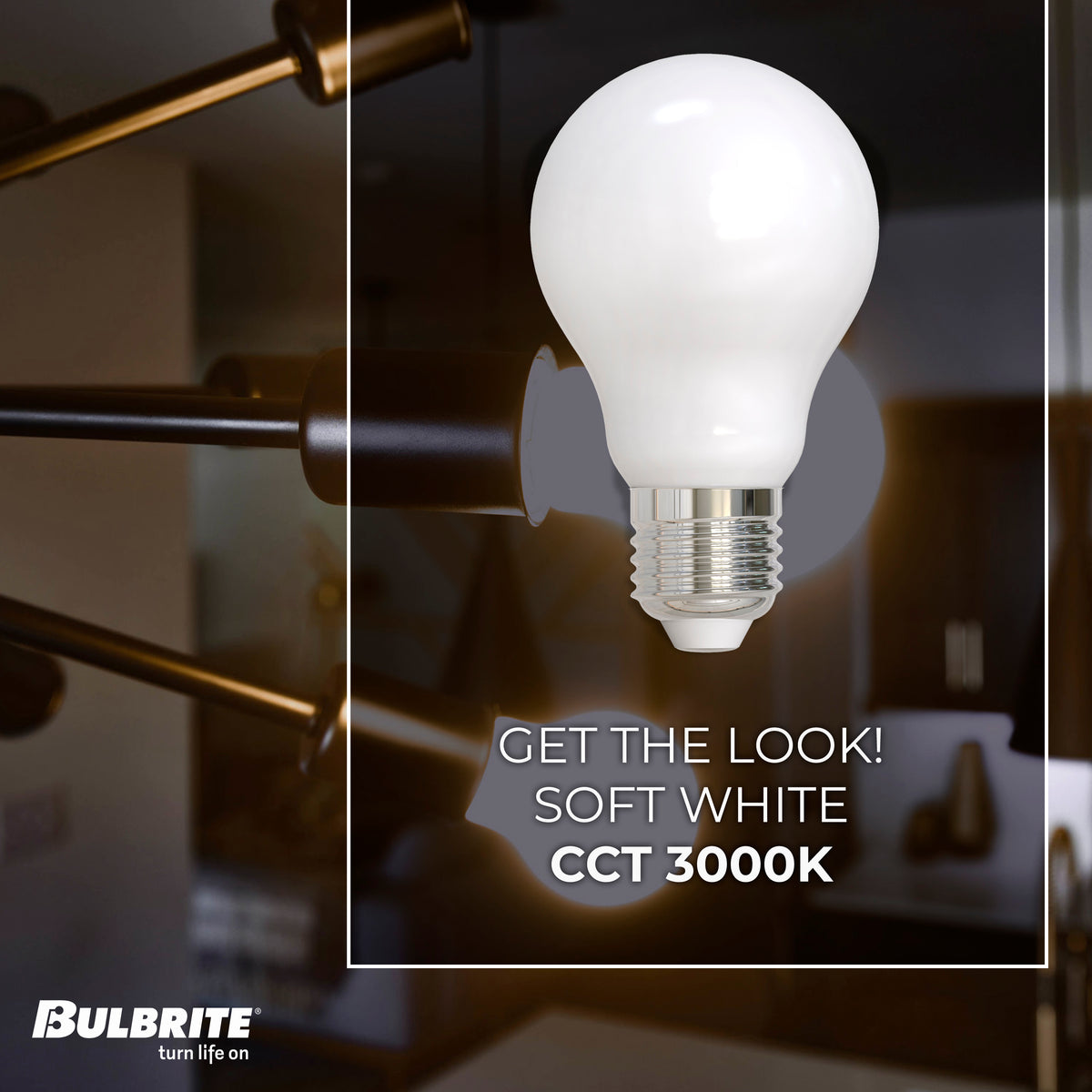 Bulbrite LED Filament 7W Dimmable A19 Light Bulbs with Milky Finish and E26 Medium Base – 3000K Soft White Light, 800 Lumens, 4-Pack