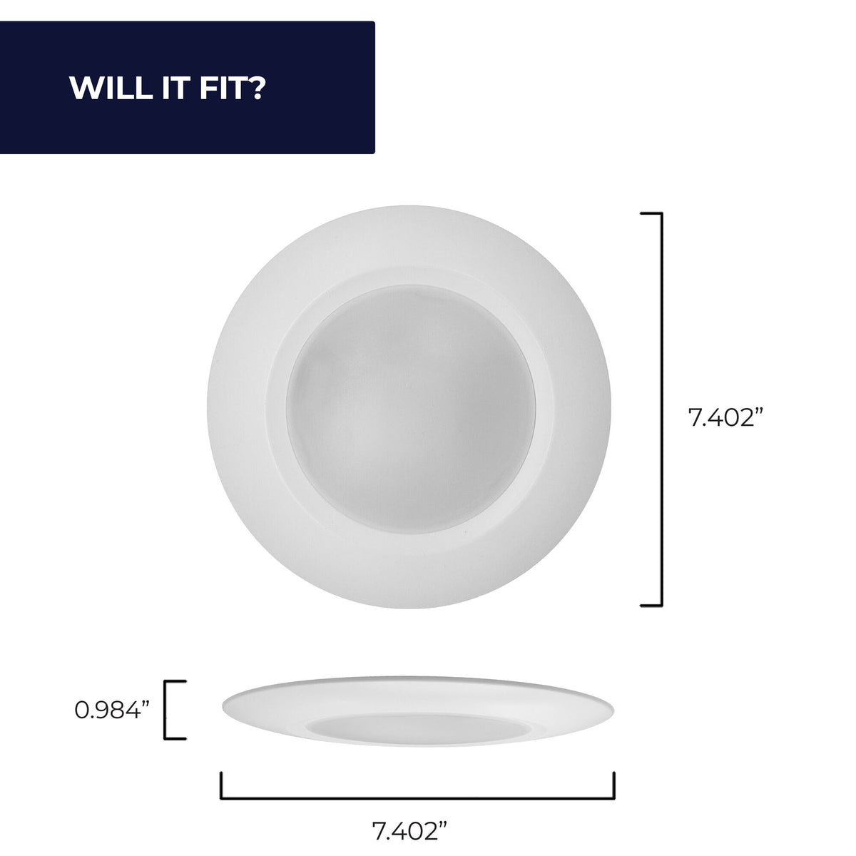 Bulbrite 7'' LED Disk Surface-Mount Light, 14W, 75W Equivalent, 3000K, E26 Adapter Base, White Finish, Dimmable, 14-Pack, 7'' Size