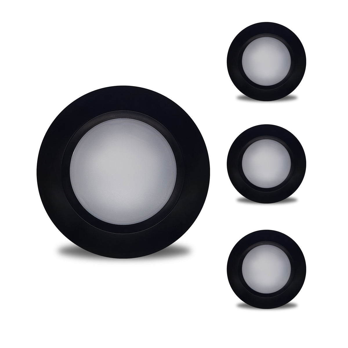 4 Pack of 14-Watt LED 7" Disc, 3000K, 1100 Lumens, Black Finish