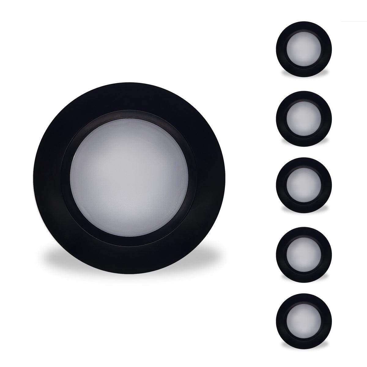 6 Pack of 14-Watt LED 7" Disc, 3000K, 1100 Lumens, Black Finish