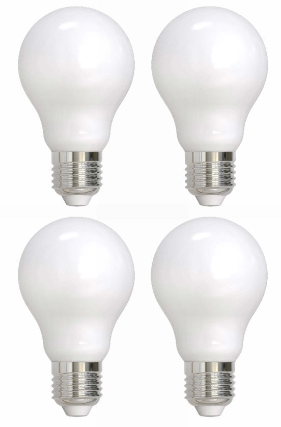 LED Filament 7.6 Watt Dimmable A19 Light Bulb with Milky Finish and Medium Screw 2700K E26 Base - 2700K (Warm White Light) 800 lumens-PK