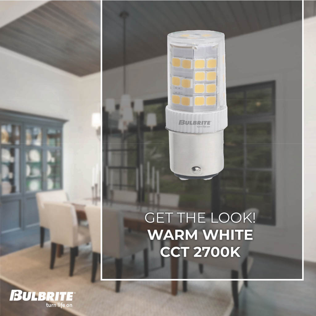 Bulbrite LED 4.5W Dimmable T5 Light Bulb with a Frost Finish and a Double – Contact Bayonet BA15d – 2700K Warm White Light 400 lumens, 3-Pack