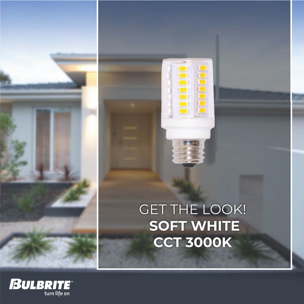 Bulbrite LED 5W Dimmable T6 Light Bulb with a Forst Finish and a Mini – Candelabra Screw E11 – 3000K Soft White Light 550 lumens, 3-Pack