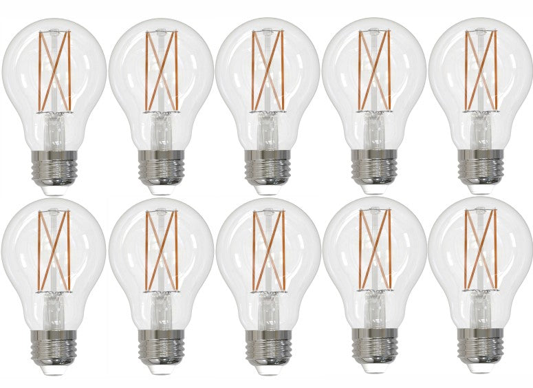 Bulbrite LED 7.6W Watt Dimmable A19 Light Bulb with a Clear Finish and a Medium Screw E26 - 2700K (Warm White Light) 800 lumens