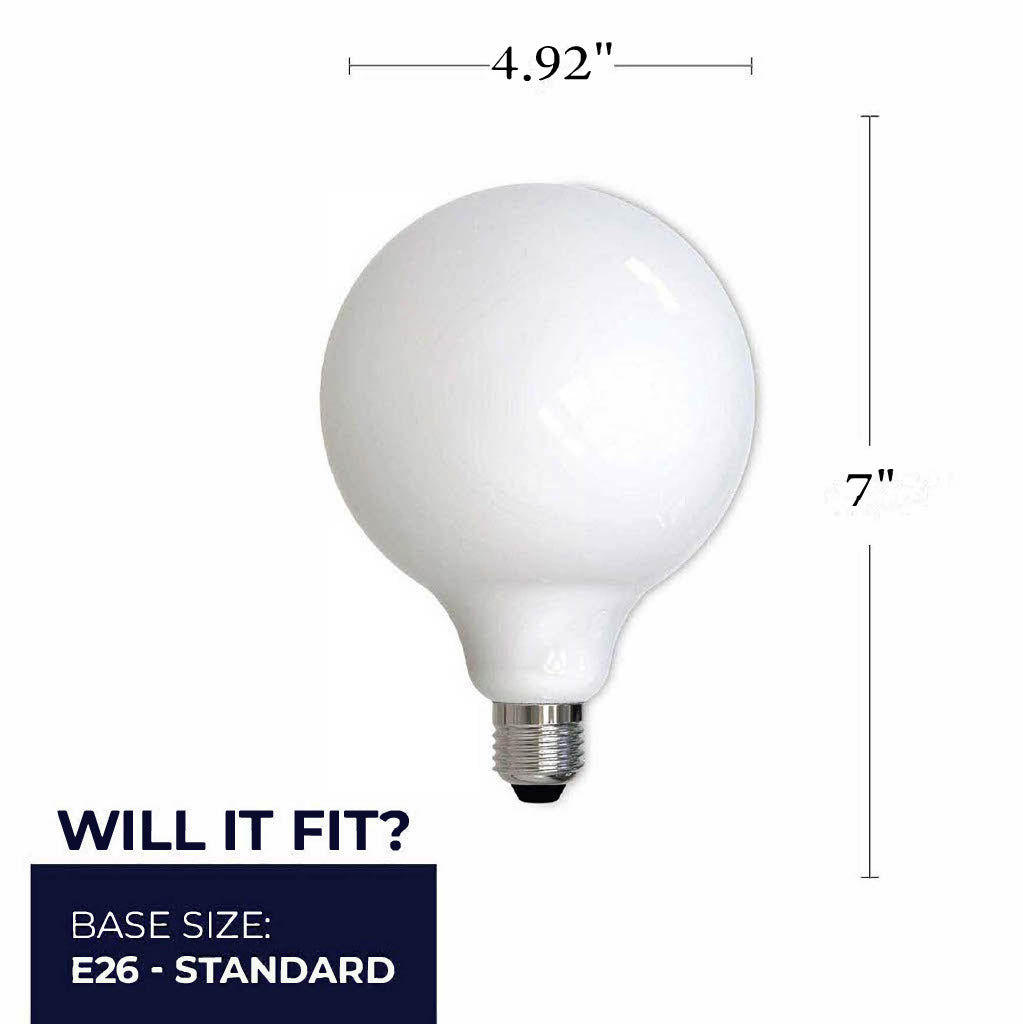 Bulbrite LED 8.5W Dimmable G40 Light Bulb with a Milky Finish and a Medium Screw E26 – 3000K Soft White Light 800 lumens, 4-Pack