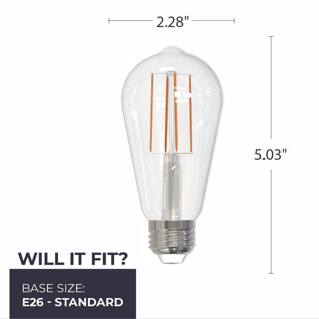 Bulbrite LED 7W Dimmable ST18 Light Bulb with a Clear Finish and a Medium Screw E26 – 4000K Cool White Light 800 lumens, 10-Pack