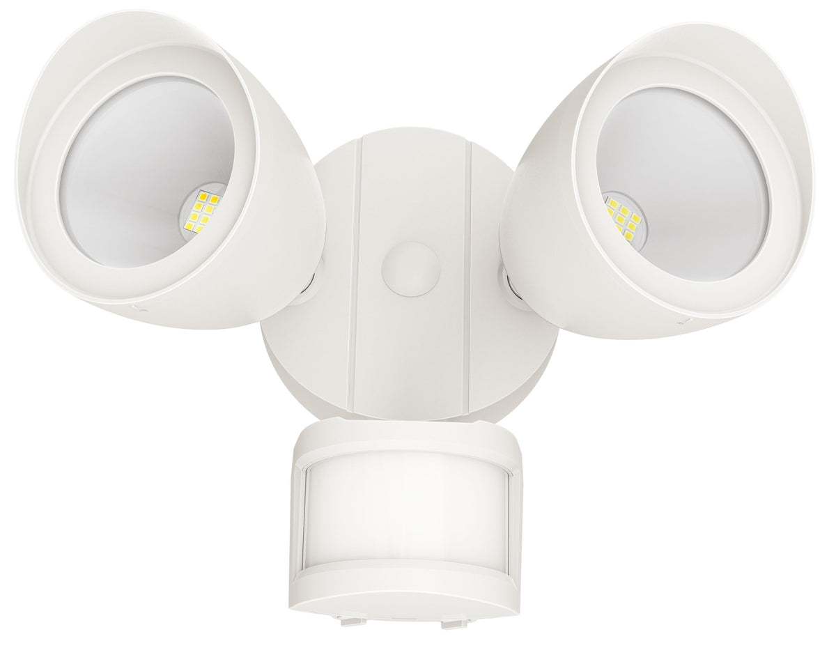 Twin Head Light / Motion Sensor - 20W LED Security Flood Light, 3000K, White, Motion Sensor Included