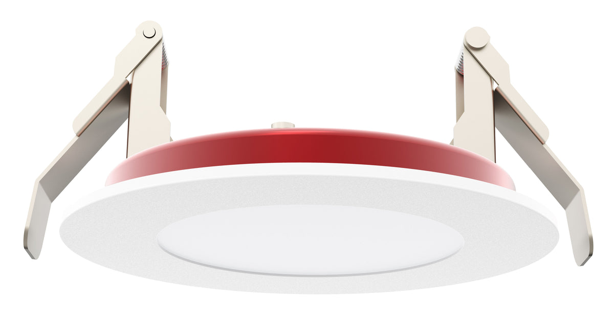 8W LED Ultra Slim Disk Light, 2700K/3000K/3500K/4000K/5000K, White, Fire Rated in Red/White finish