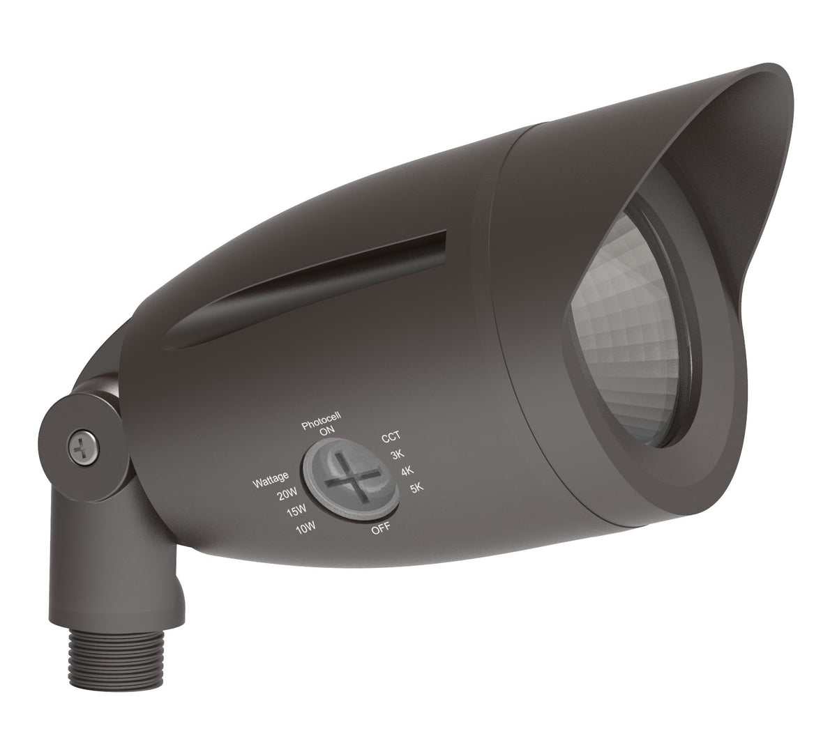Bullet Floodlights 1/2" Knuckle Mount - Photocell Included - Selectable Wattage & 3CCT (3000K, 4000K and 5000K)