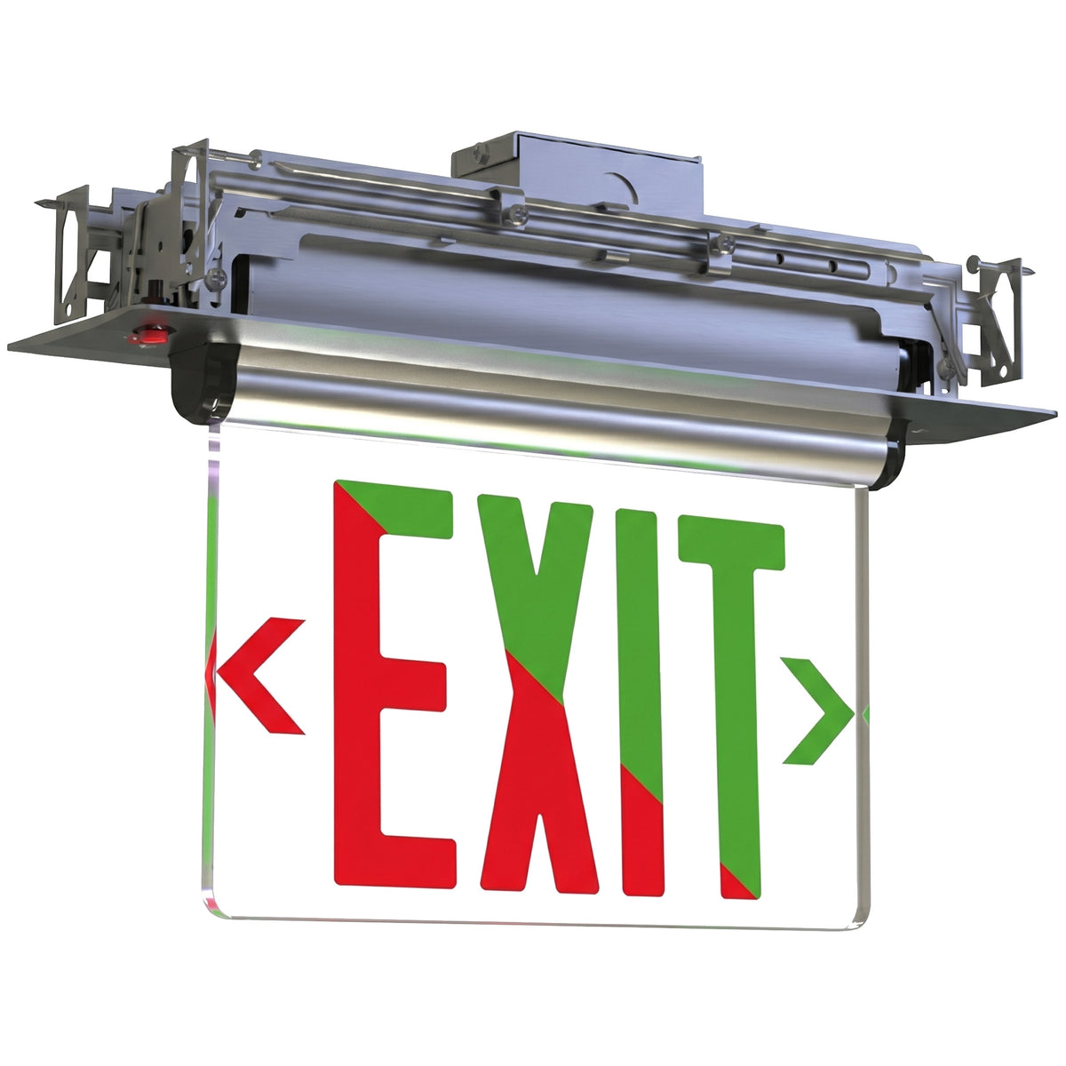 NaturaLED 1W Edge-Lit LED Exit Sign, 120V-277V, Red / Green, Emergency Backup