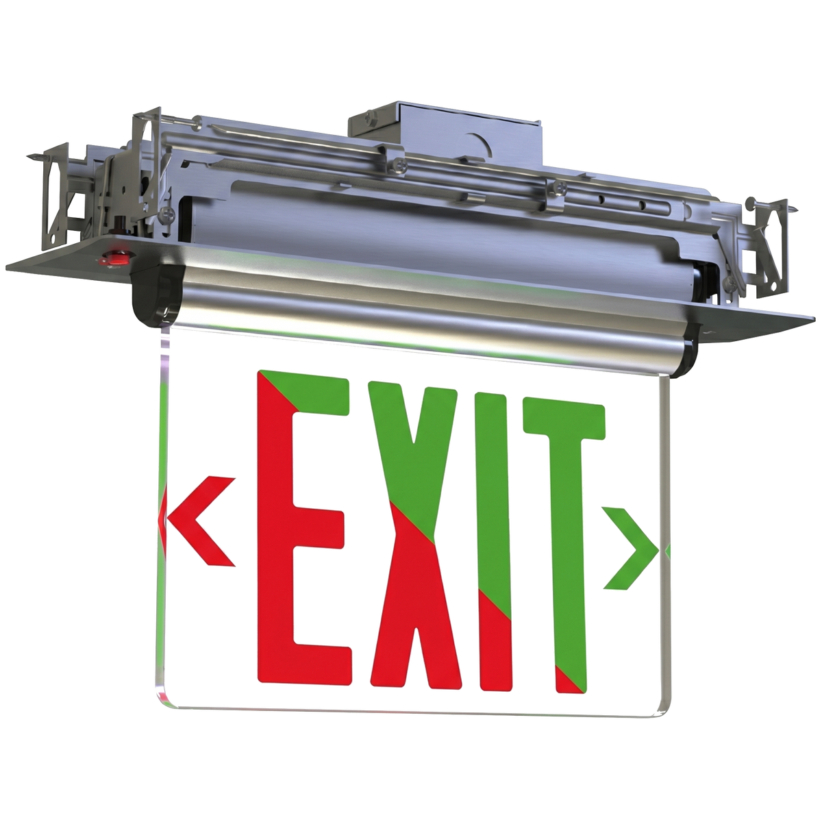 NaturaLED 1W Edge-Lit LED Exit Sign, 120V-277V, Red / Green, Emergency Backup