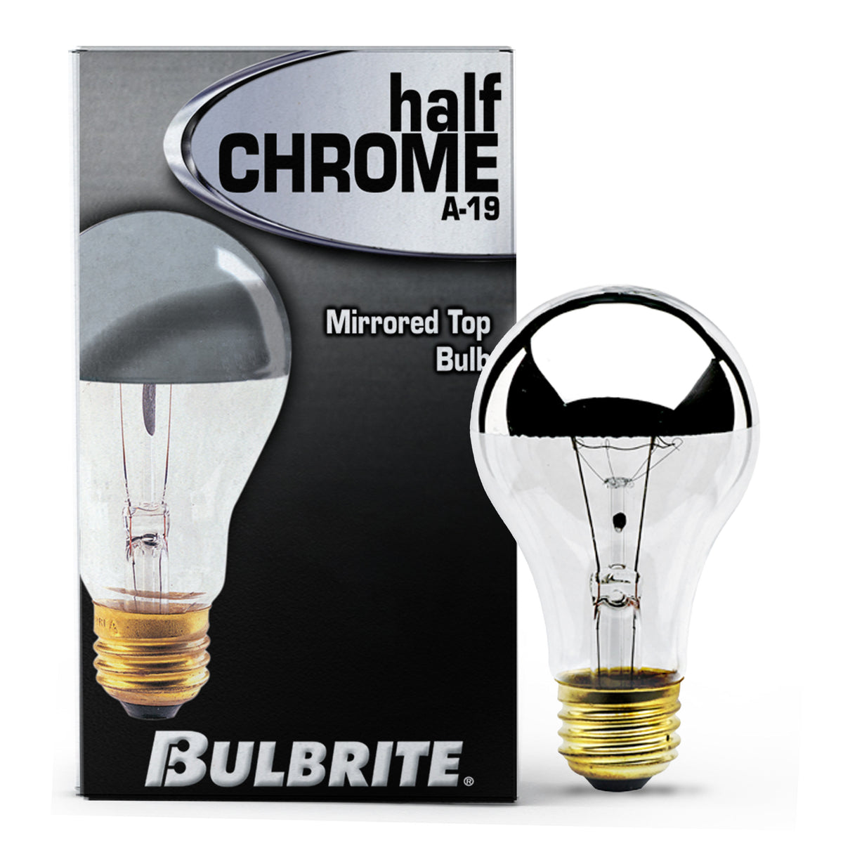 Bulbrite Incandescent A19 Medium Screw Base (E26) Light Bulb, 60W, Half Chrome, 8-Pack