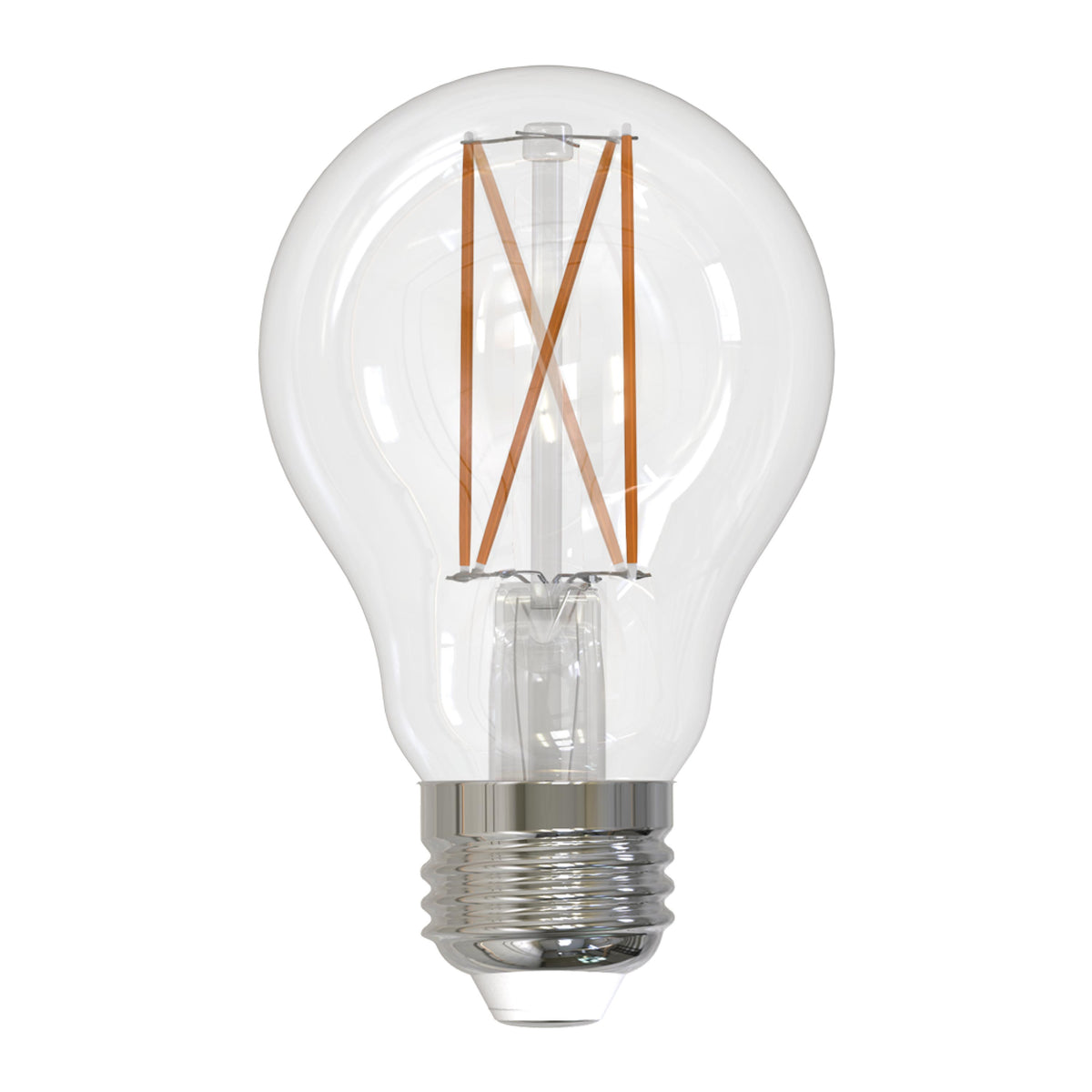 Bulbrite LED Filament, 7.6W Dimmable A19 Light Bulb with Clear Finish and Medium Screw E26 Base – 4000K Cool White Light, 800 lumens, 4-Pack