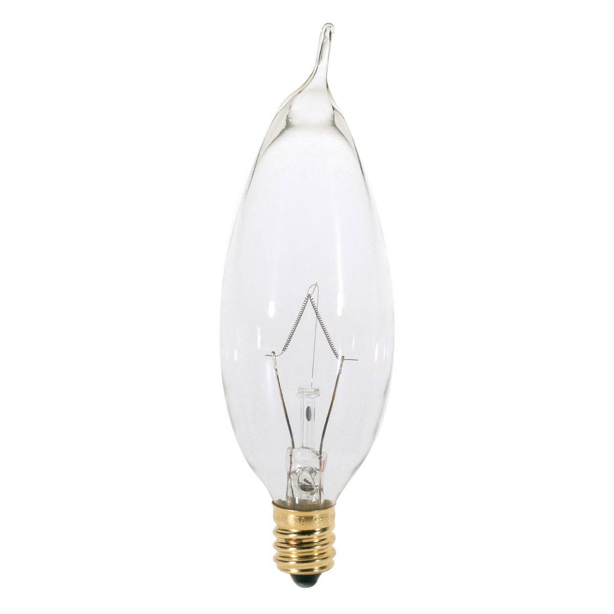 25 Watt CA8 Incandescent - Clear - 2500 Average rated hours - 210 Lumens - Candelabra base - 130 Volt lighting product