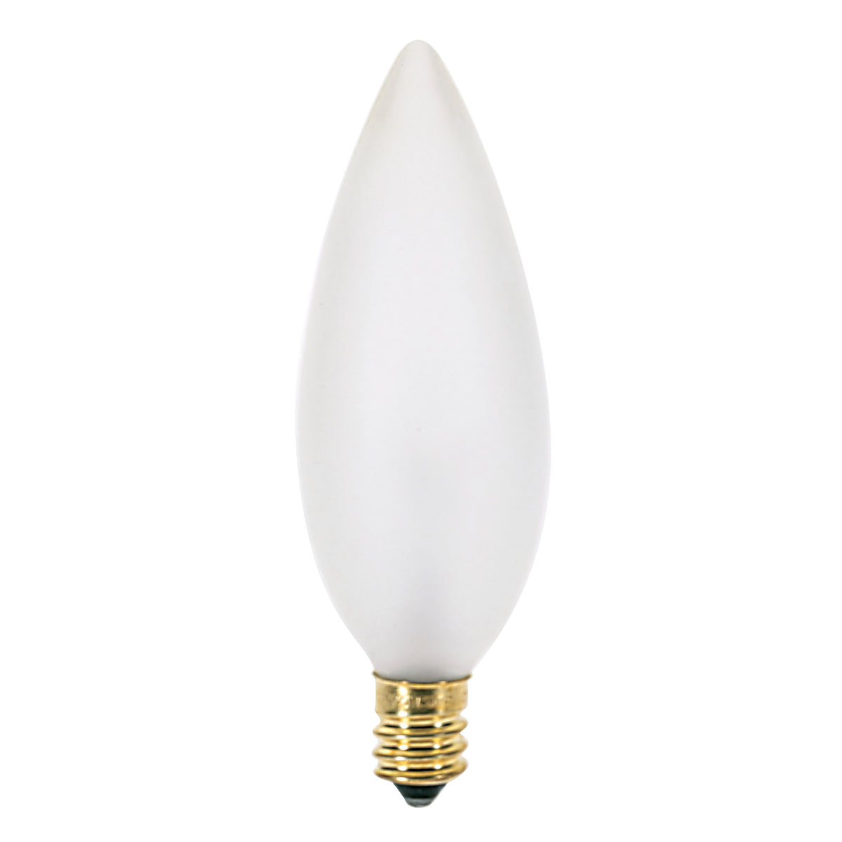 25 Watt BA9 1/2 Incandescent - Frost - 2500 Average rated hours - 193 Lumens - Candelabra base - 130 Volt for hospitality