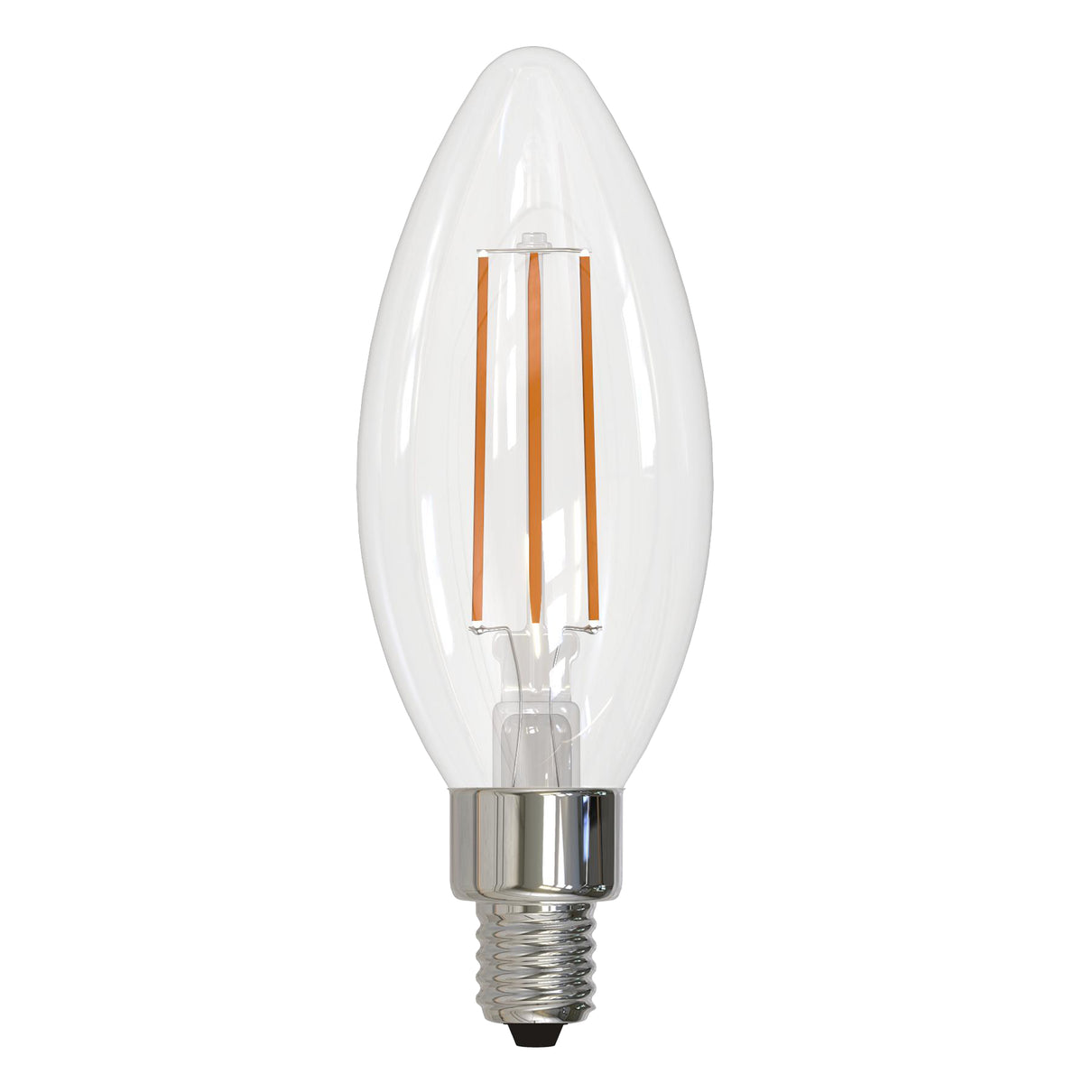 Bulbrite LED Filament 5W Dimmable B11 Light Bulb with Clear Glass Finish and E12 Candelabra Base – 4000K Cool White Light, 500 Lumens, 4-Pack, Clear Finish