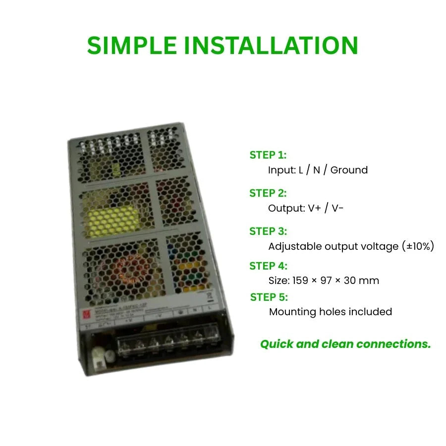 Switchable Power Supply LED LRS-150-12 150W 12V 12.5A for CCTV, LED Strips & More
