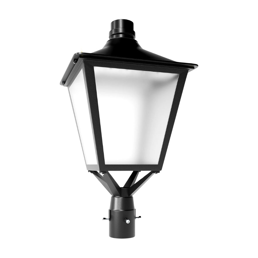 30W/50W/60W LED Dusk to Dawn Outdoor Light - 3900/6500/7800LM, 3000K/4000K/5000K CCT, Post Top Lantern with Frosted Glass & 3" Pole Mount, Photocell Sensor, AC100-277V Black T5, Vintage Style Exterior Light for Street, Yard, Patio, Garage