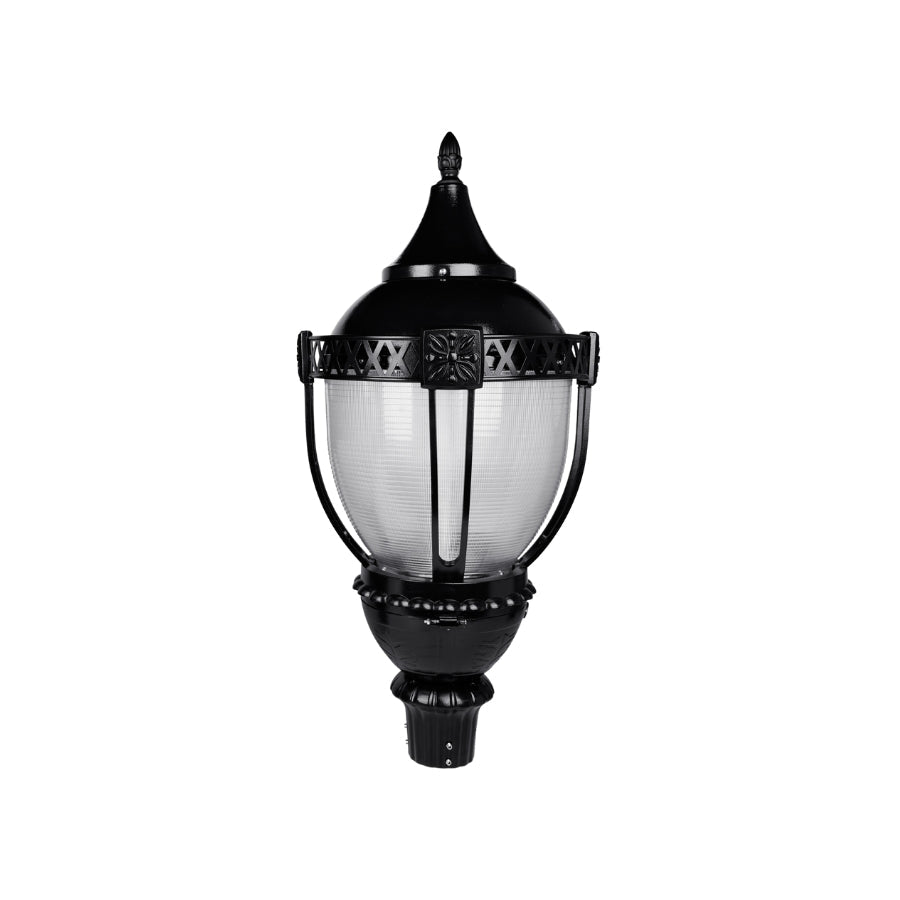 3-Way Post Top LED Acorn Light Fixture - Selectable 60W/50W/30W, 3K/4K/5K CCT, AC100-277V - Black T5 3" Pole Mount, Waterproof PC Cover, Small Housing, Vintage Style Exterior Lantern with Photocell Option for Driveway, Front Yard, Garden