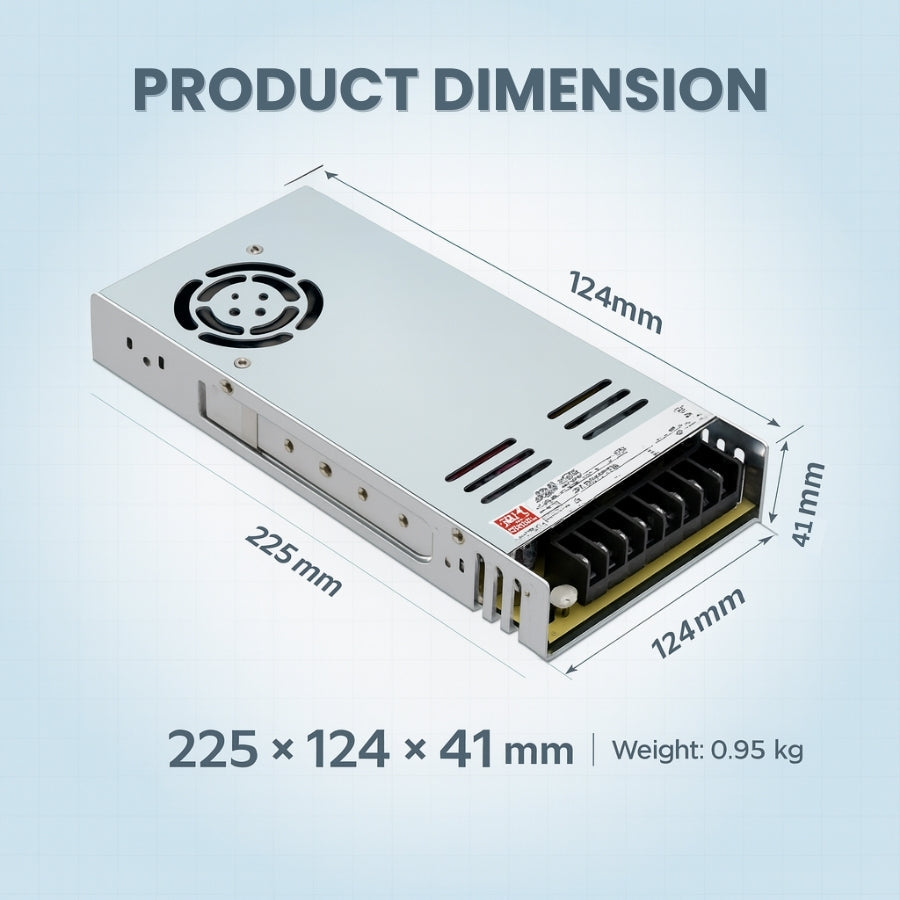 LRS-600 600W Single Output Switching Power Supply - 90-264VAC Input, UL/CE/RoHS Certified, 86-92% Efficiency, Multi-Voltage Output, Compact 41mm Low-Profile, Industrial Grade, 3-Year Warranty