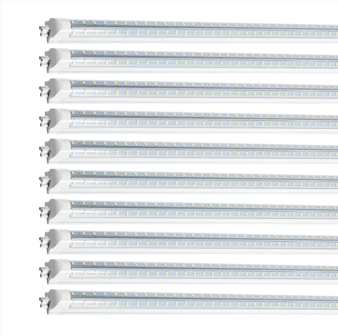 LED Shop Light, 50W 6500LM 6500K, 4FT 270° Angle 4 Row LEDs V Shaped Integrated Fixture, T8 Tube Light, Cool White, Clear Cover, Higher Brightness, LED Shop Lights For Garage Warehouse Workshop