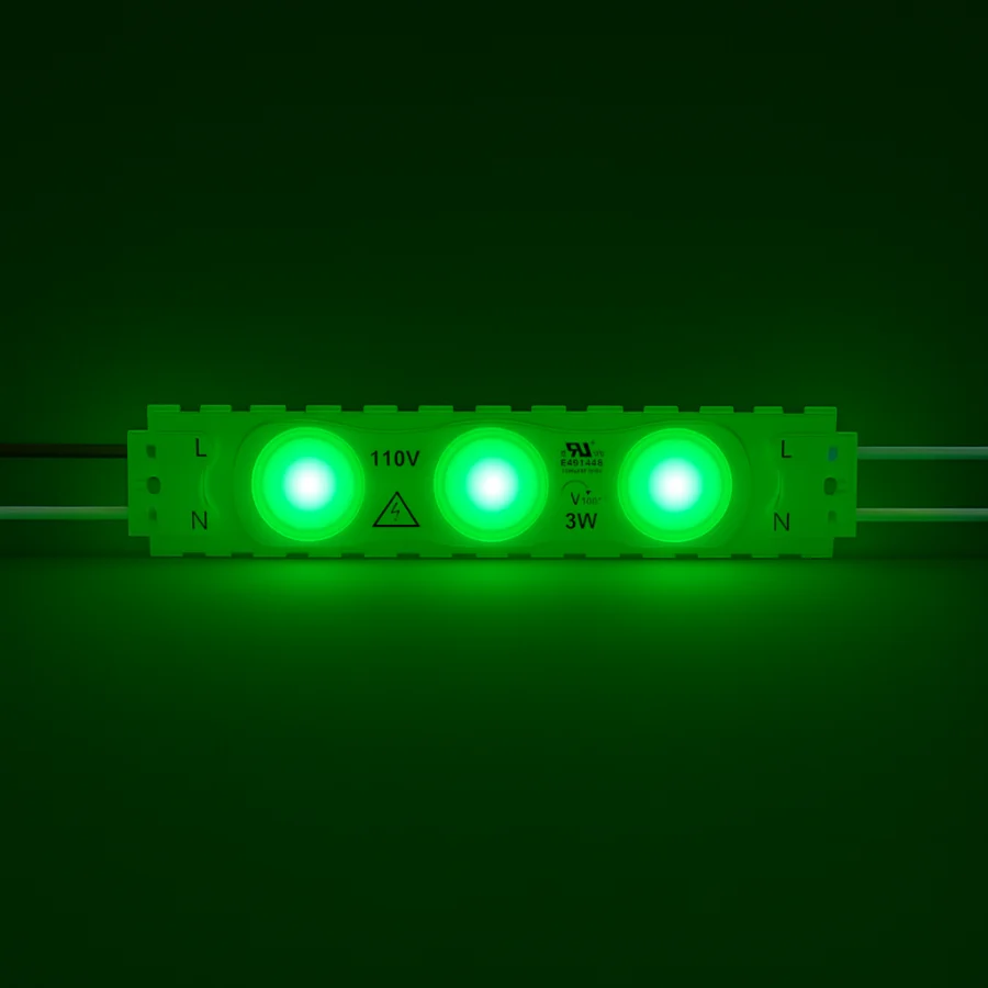 LED Module String Lights - Red/Green/White, 3W/Module, 390LM, 110V/220V, 130LM/W, CRI 90+, IP67 Waterproof, Dimmable, 48FT, UL Certified, 50,000 Hrs Lifespan