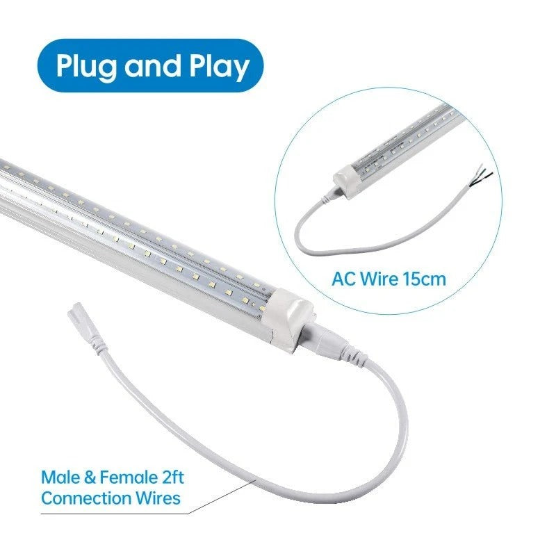 LED Shop Light, 90W 11700LM 6500K, 8FT V Shaped Integrated Fixture, T8 Tube Light, Cool White, Clear Cover, Higher Brightness, LED Shop Lights for Garage Warehouse Workshop 10 Pack