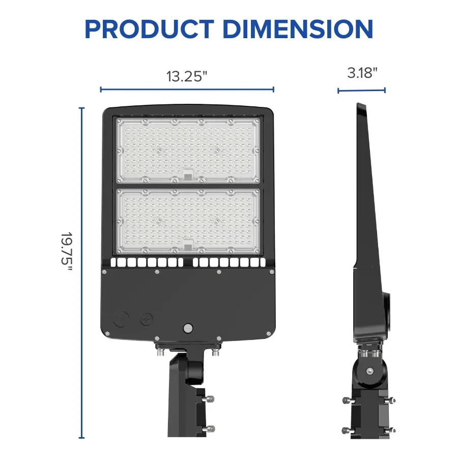 300W LED Parking Lot Light, 1000W Metal Halide Equivalent, 40,500 Lumens, 5700K Cool White, Dimmable 1-10V, IP65 Waterproof, Bronze Housing, Shoebox Mount, Inbuild Photocell,Surge protector, DLC 5.1 Premium, 120-277V, 3-Year Warranty