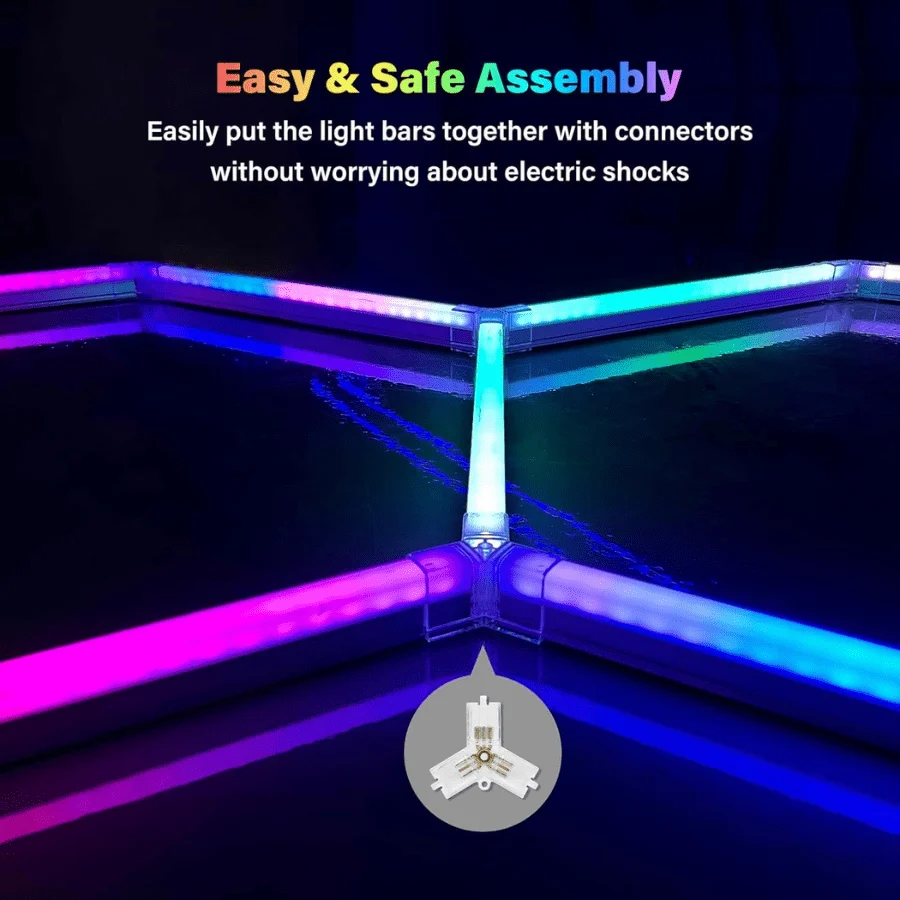 Hexagon LED Garage Lights – RGB LED Ceiling Light Kit, 16 Tube 3-Pack, 358 Color Changing Modes, App & Remote Controlled, IP54 Smart Lighting For Garage, Workshop, Gaming Room, Bar, Party, Hexagon Wall Lights