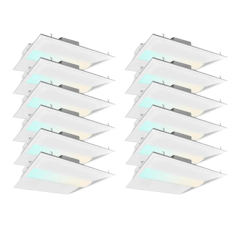 Troffer Lights – 2x2 LED Panel Light, Center Basket 20/25/30/35/40W, 5CCT Dimmable Drop Ceiling Fixture, 100-277V, DLC Premium Rated
