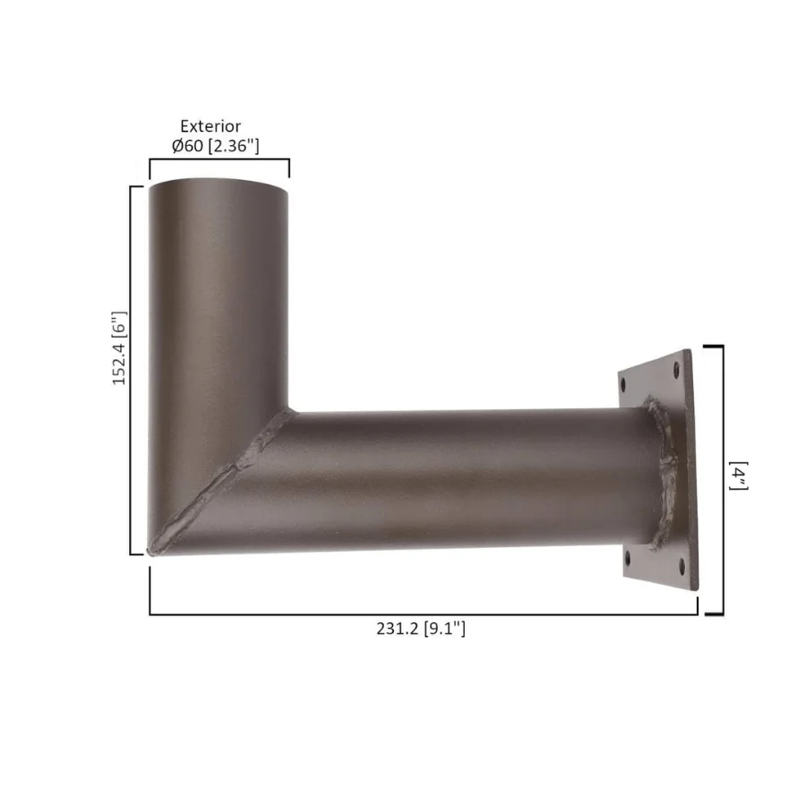 Wall Mount Bracket, 90 Degree L Shape Bracket for Slip Fit Lights (2 3/8-inch), Adjustable Angle Right Angle Tenon Adapter for Wall Installation