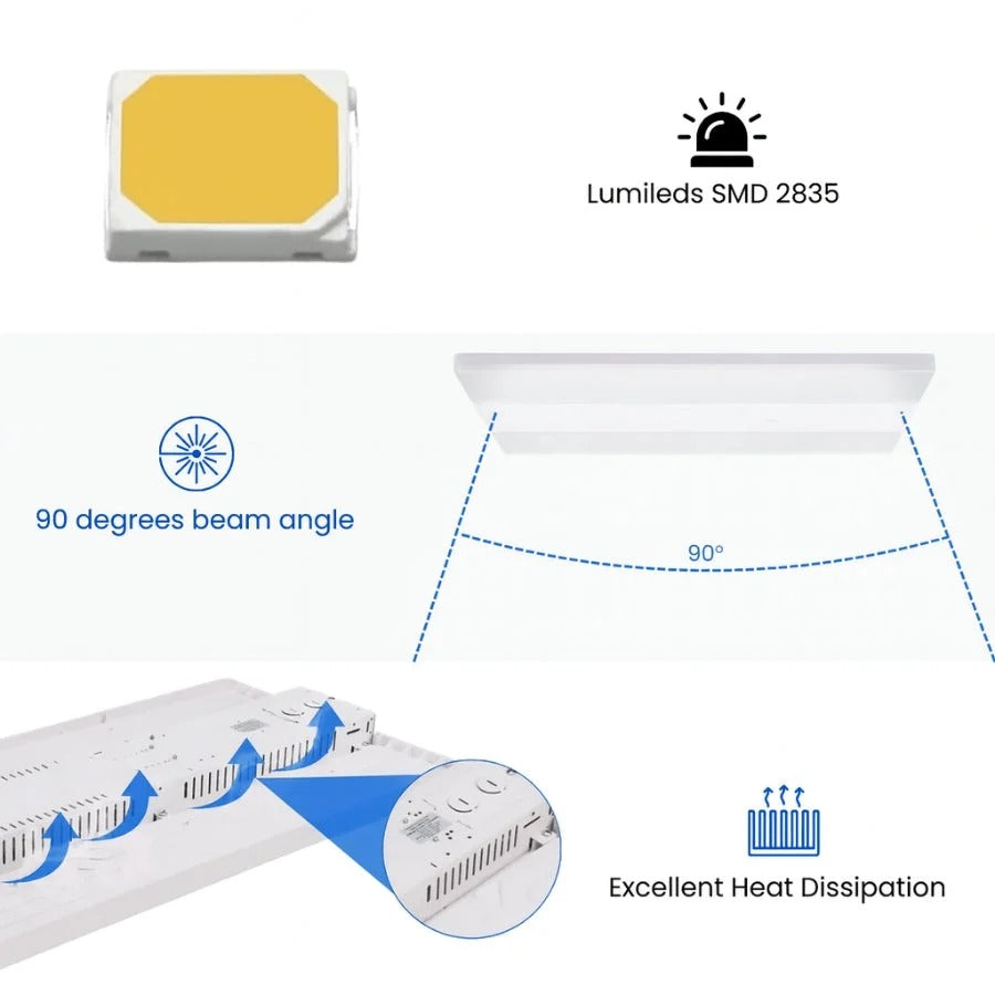 4FT LED Linear High Bay Light, 320W, 29,000 Lumens, 5000K Cool White, Frosted Lens, Chain Mount, Damp Rated IP20, 120-277V, UL/DLC Listed