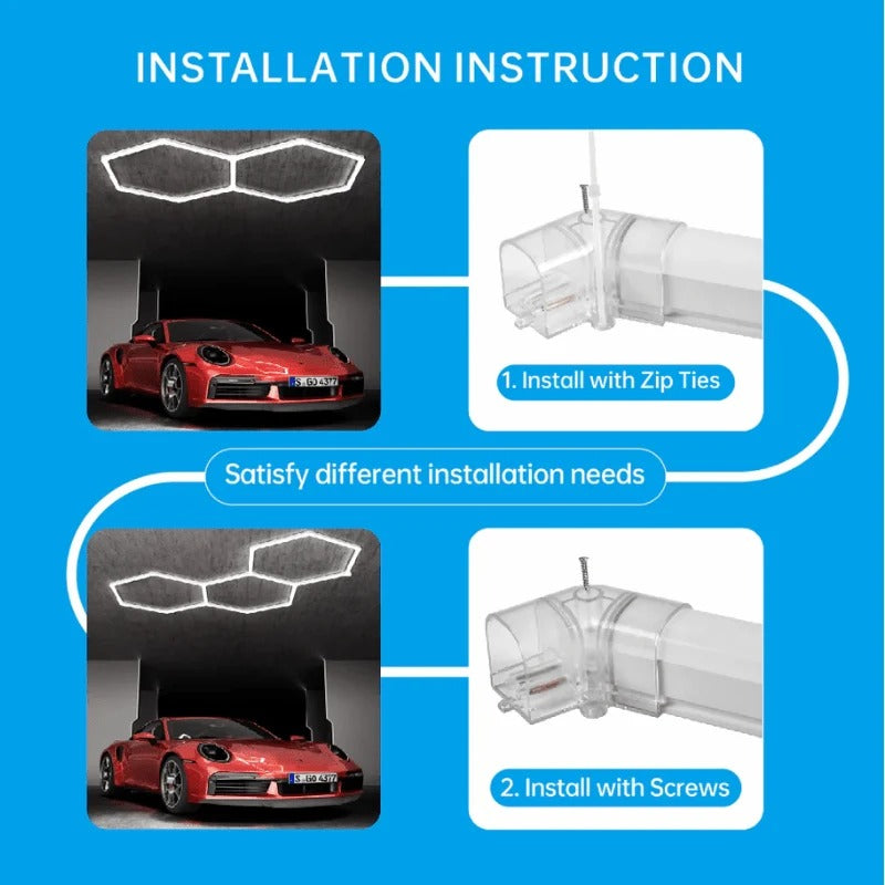 LED Garage Lights – 192W Hexagon LED Shop Ceiling Lamp, 23040LM, 6500K Daylight, Linkable Plug-In Fixture for Workshop, Gym, Car Care, Warehouse, LED Lighting for Garage Ceiling
