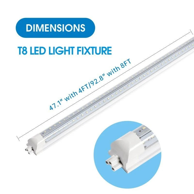 LED Shop Light, 45W 5850LM 6500K, 4FT V Shaped Integrated Fixture, T8 Tube Light, Cool White, Clear Cover, Higher Brightness, LED Shop Lights For Garage Warehouse Workshop